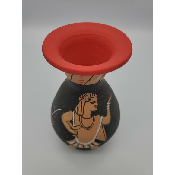 Fratelli Fanciullacci Painted Terracotta Vase Italy MCM RARE Find Egyptian Look - Picture 12 of 12